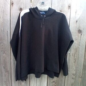 RACHEL ROY HOODIE WOMENS SIZE XL BRETT BLACK CONTRAST STRIPES ON SLEEVES PULLOVE